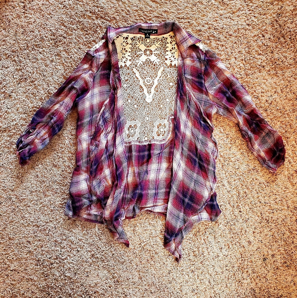 NWOT Living Doll Lace-Backed Cardigan